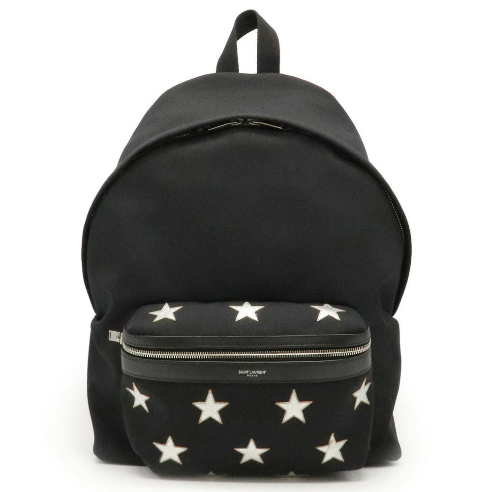 SAINT LAURENT PARIS City California Backpack Star Canvas Leather Black